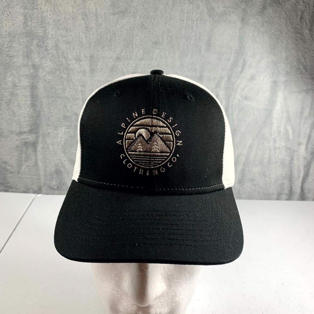Alpine Design Circle Patch Trucker Hat Men's OSFA‎ Black White Mesh Snapback Cap